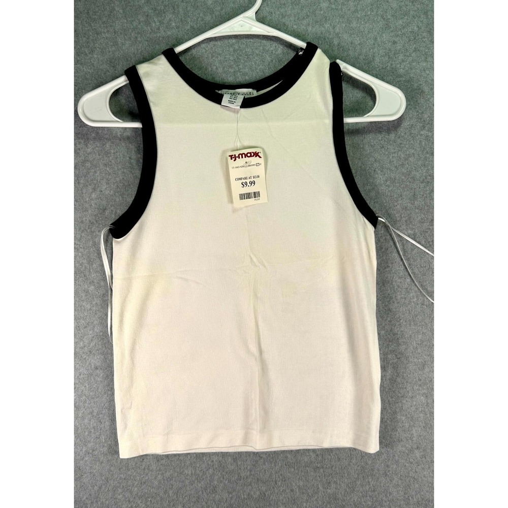 Sincerely Jules Ringer Tank Top Womens M/L White Stretch Gym Running Crew Neck